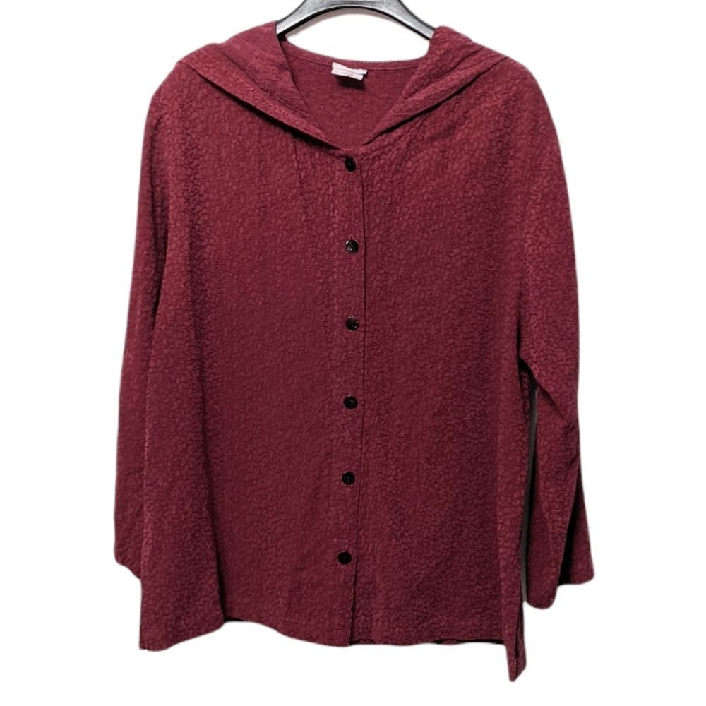 AMANDA GRAY Textured Linen Tencel Hooded Lightweight Jacket M
